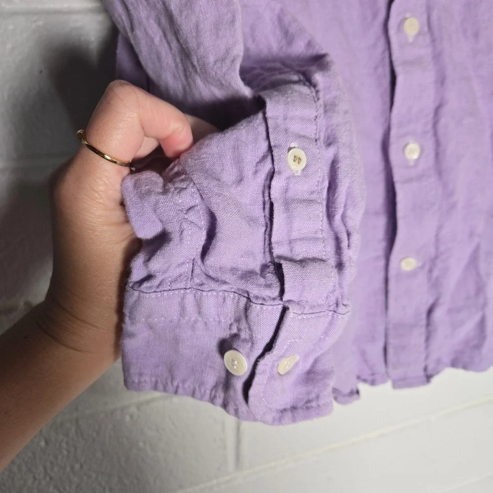 Banana Republic Linen Button Down Shirt Mens Medium Purple Standard Fit Resort